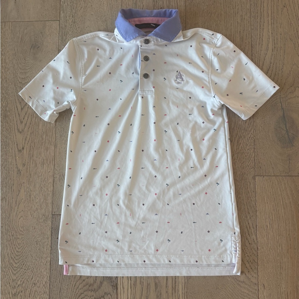 Greyson Boys Polo Shirt Large White Purple